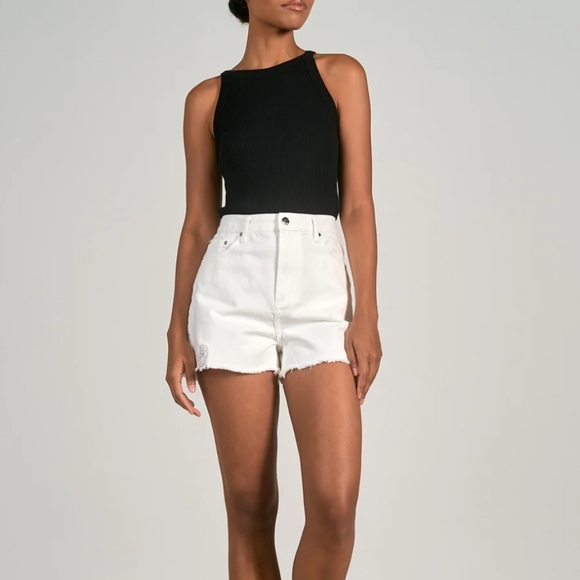 Elan Pants - Women's Elan White Fray Denim Shorts